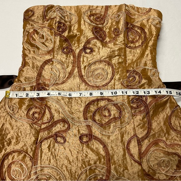 Vntg Jessica McClintock Strapless Formal Dress Size 10 Ruffle Metallic 3D Fairy - Picture 9 of 12